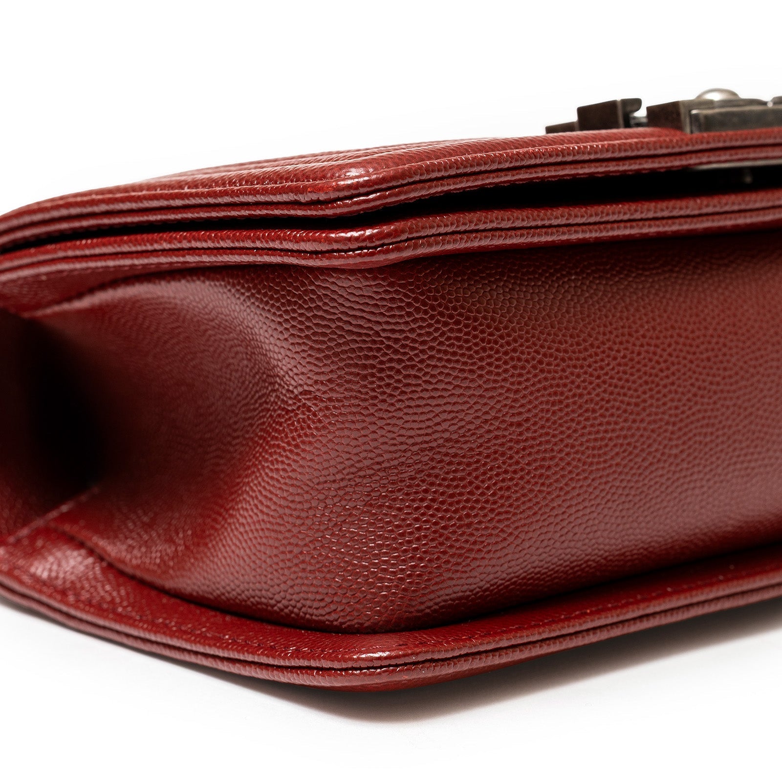 Chanel Boy Bag Small Chevron Burgundy Caviar Palladium Hardware