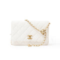 Chanel CC Pearl Crush Wallet on Chain WOC Quilted Lambskin White Brushed Gold Hardware