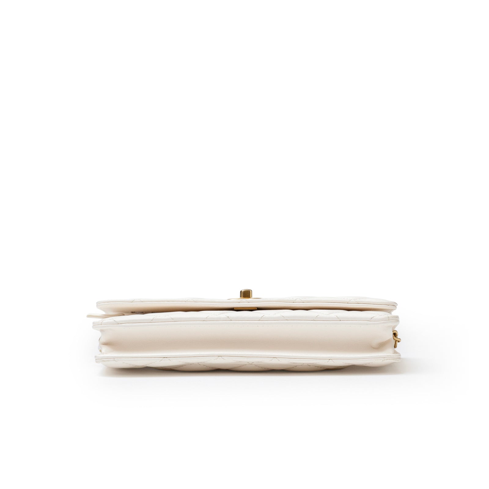 Chanel CC Pearl Crush Wallet on Chain WOC Quilted Lambskin White Brushed Gold Hardware