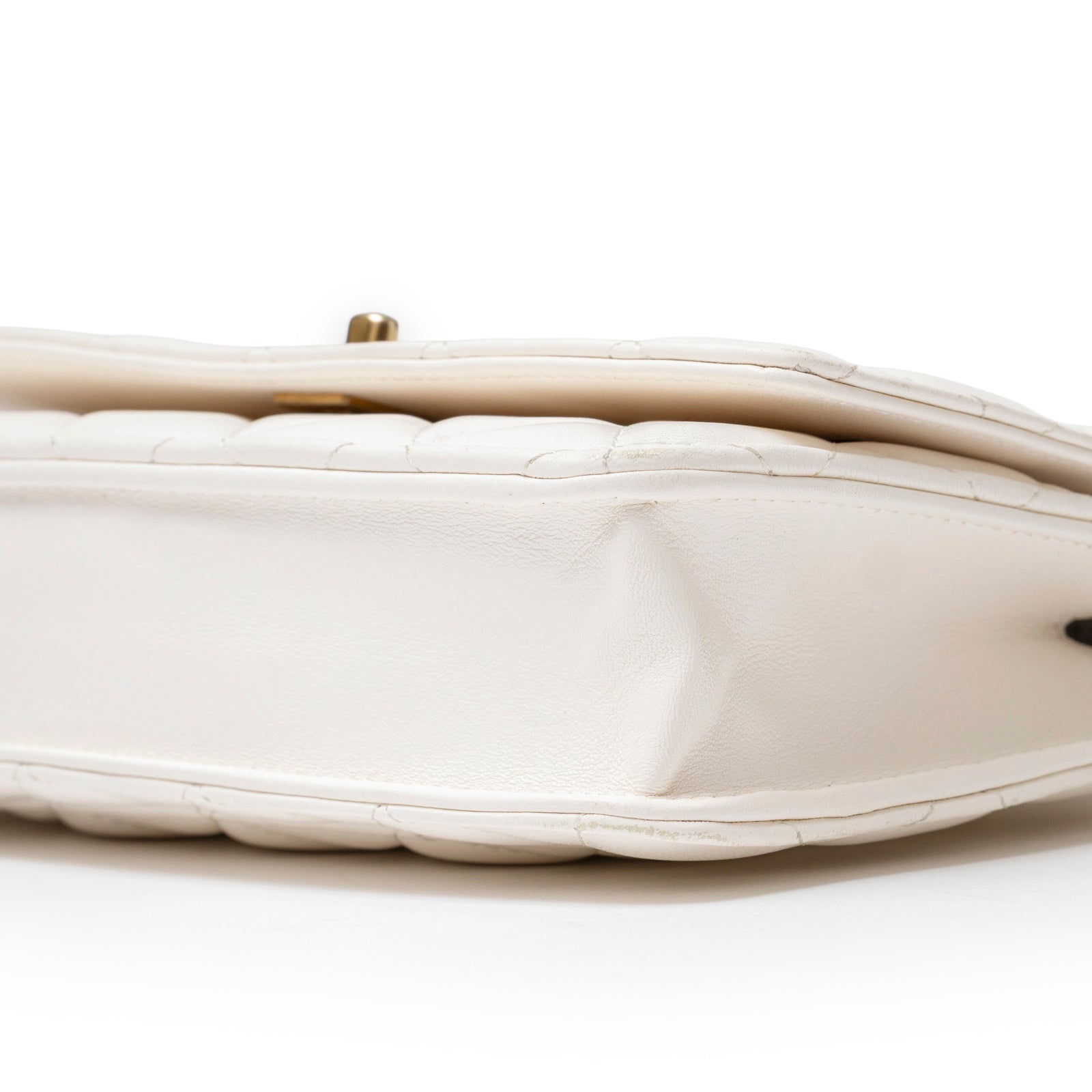 Chanel CC Pearl Crush Wallet on Chain WOC Quilted Lambskin White Brushed Gold Hardware