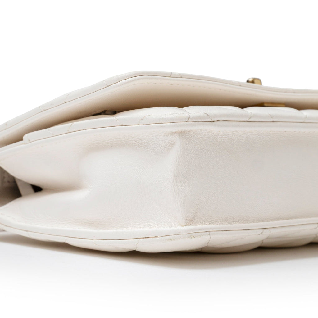 Chanel CC Pearl Crush Wallet on Chain WOC Quilted Lambskin White Brushed Gold Hardware