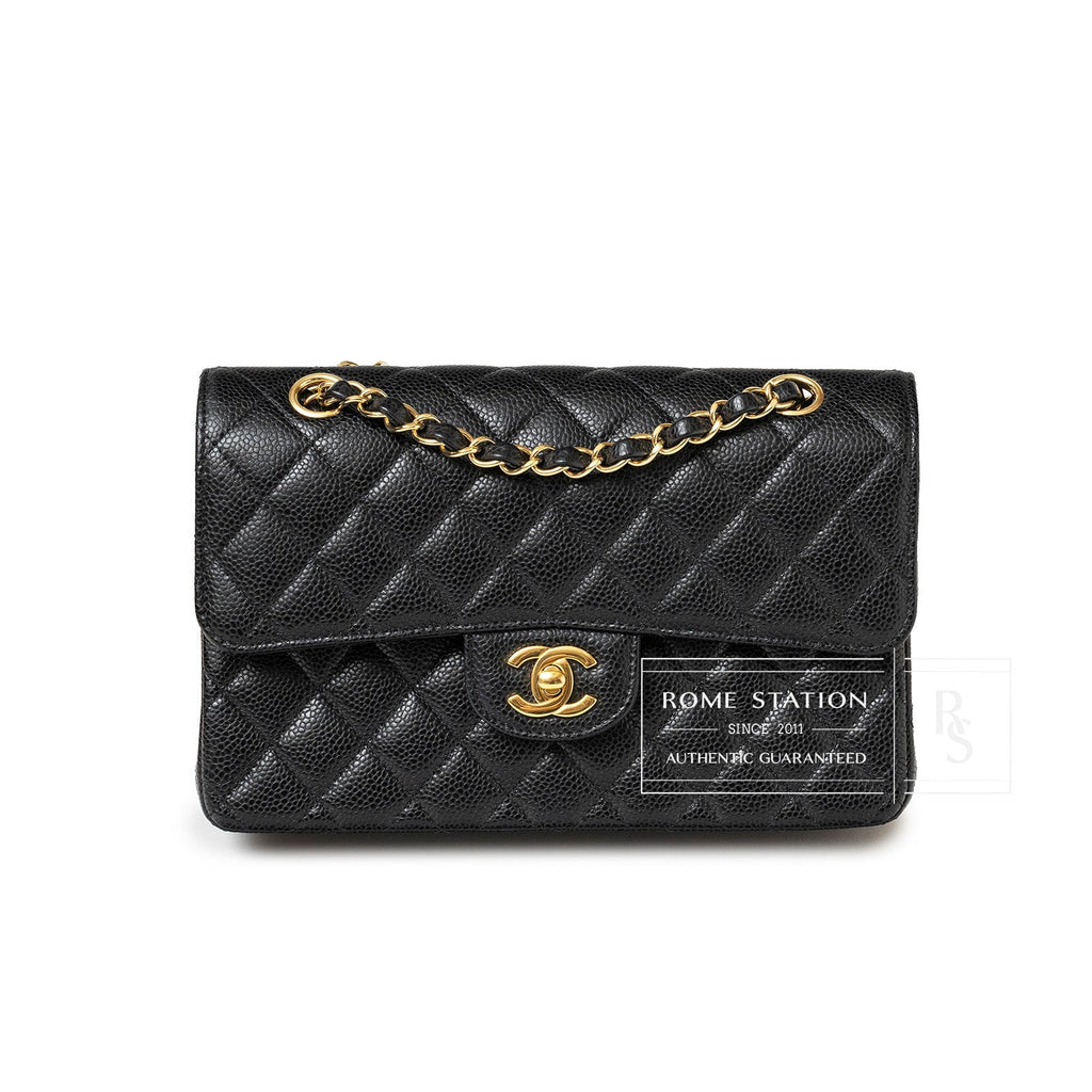 Chanel Classic Flap Bag Small Black Caviar Gold Hardware