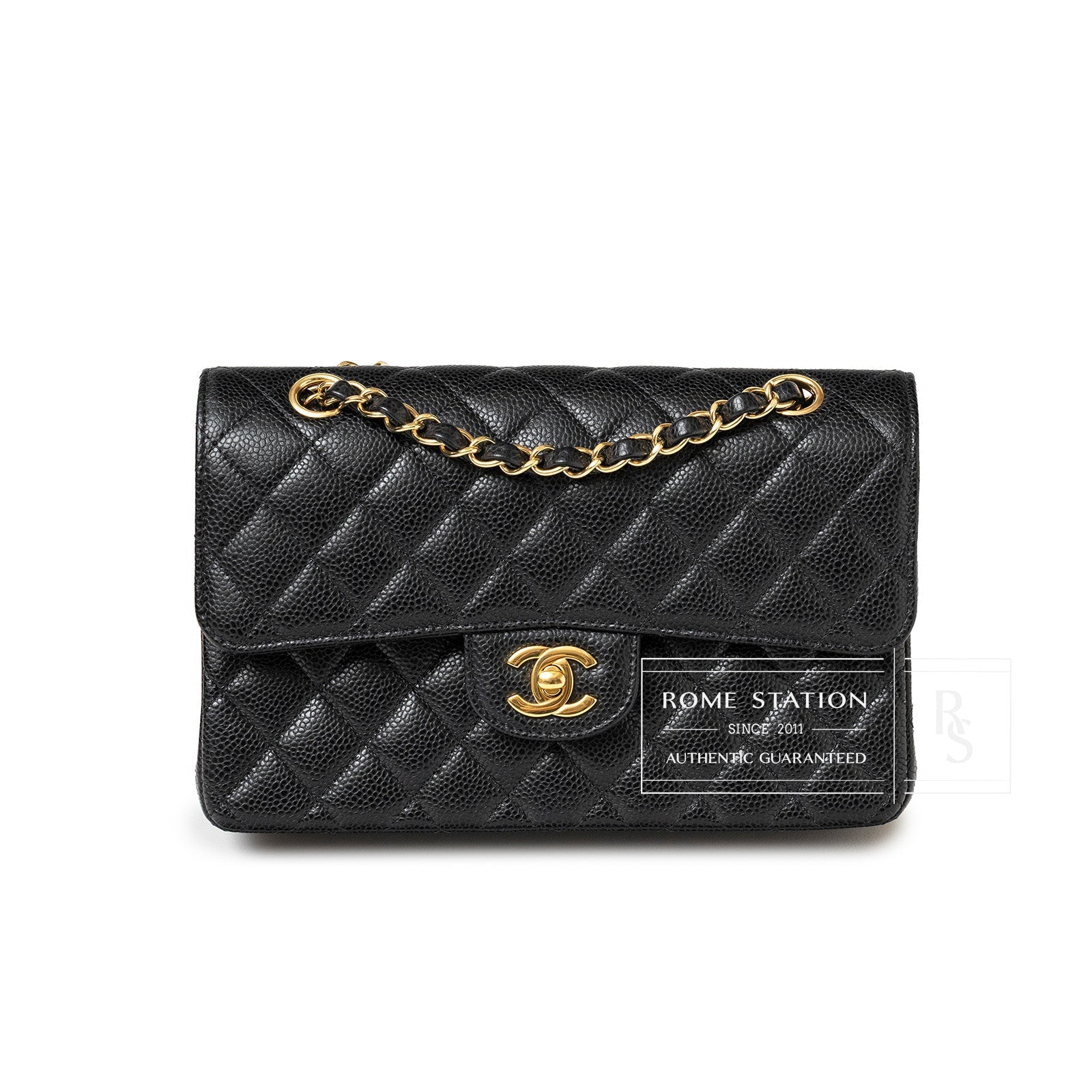Chanel Classic Flap Bag Small Black Caviar Gold Hardware