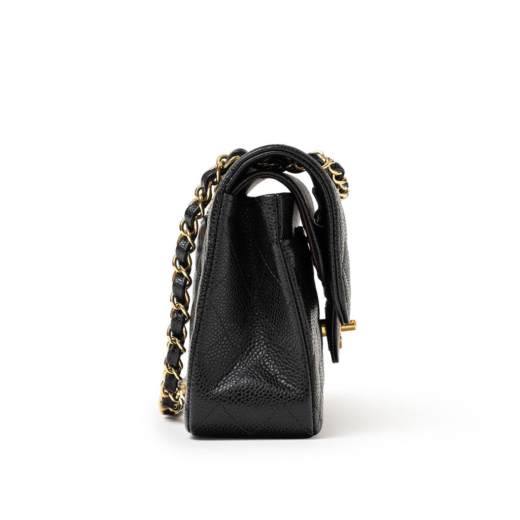 Chanel Classic Flap Bag Small Black Caviar Gold Hardware