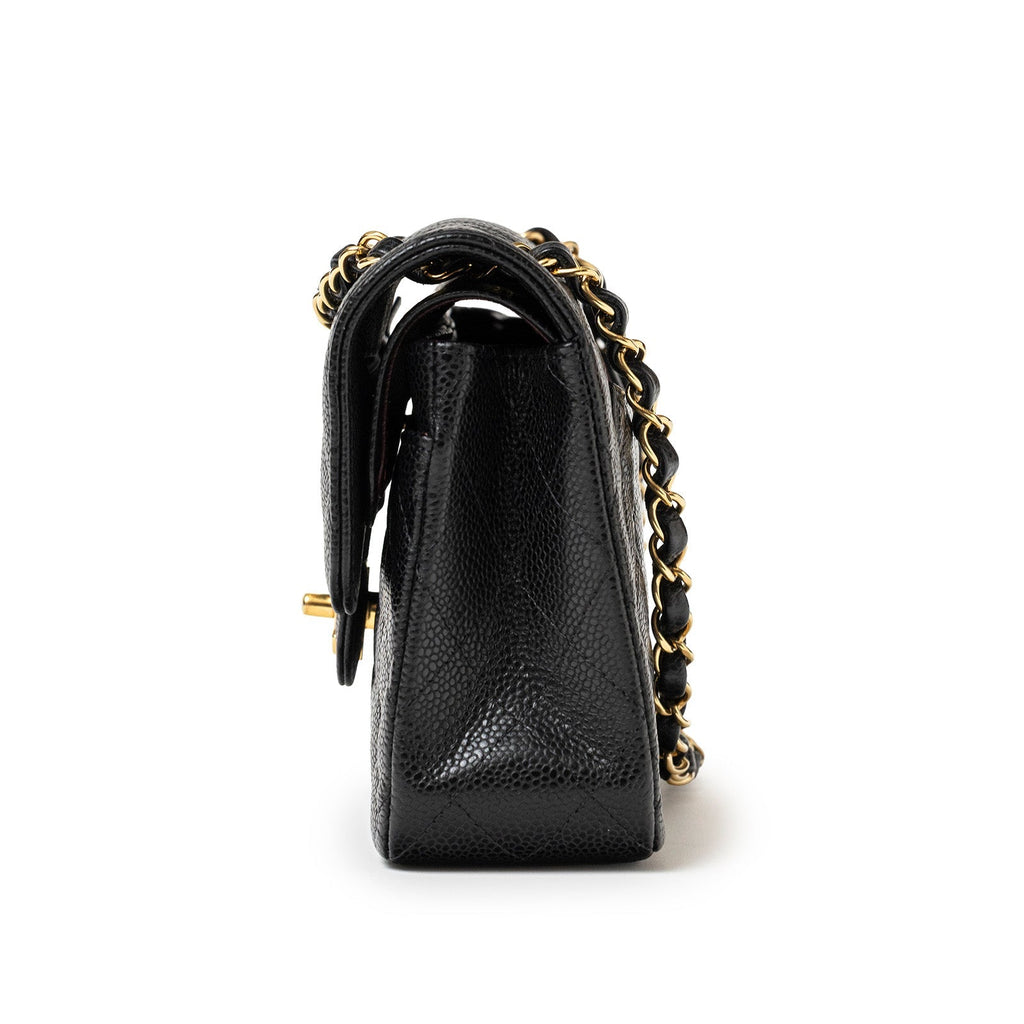 Chanel Classic Flap Bag Small Black Caviar Gold Hardware