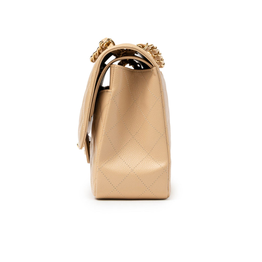Chanel Classic Flap Jumbo Caviar Beige Gold Hardware