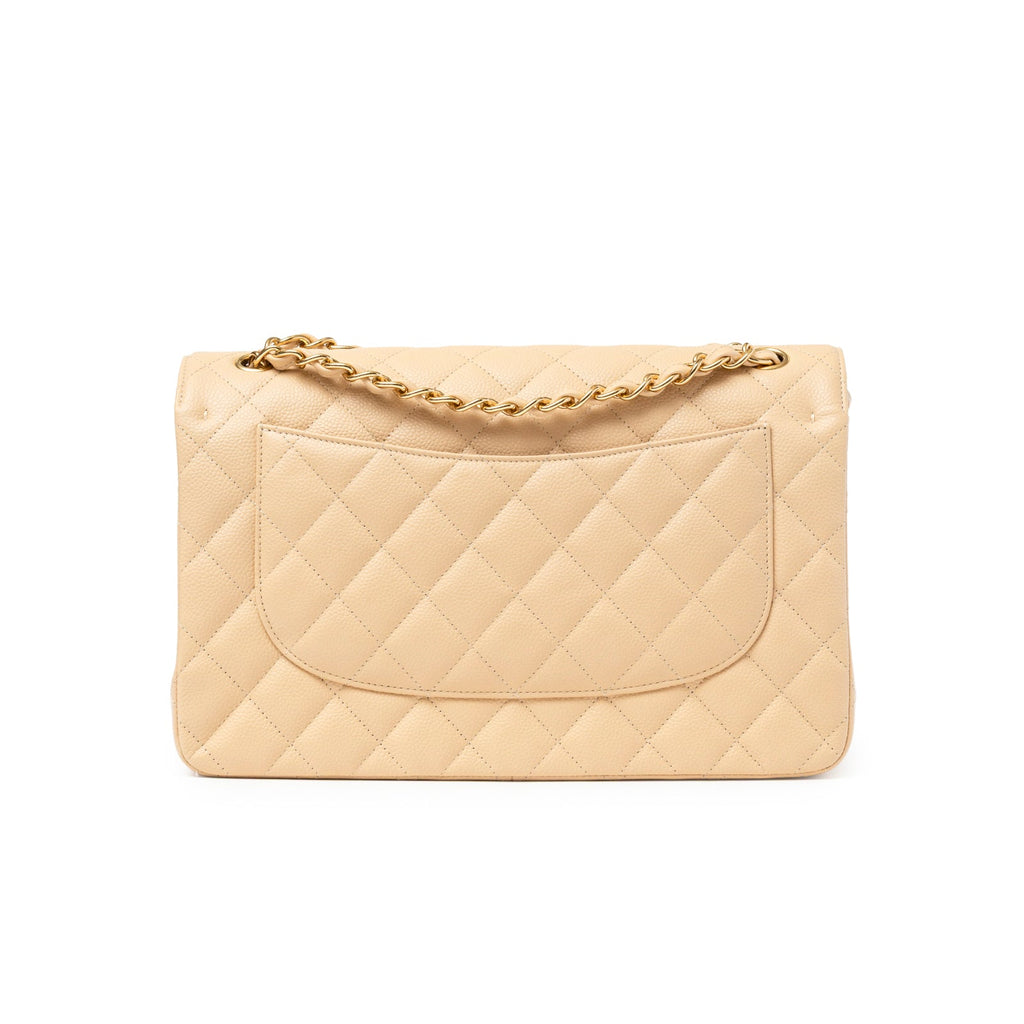 Chanel Classic Flap Jumbo Caviar Beige Gold Hardware