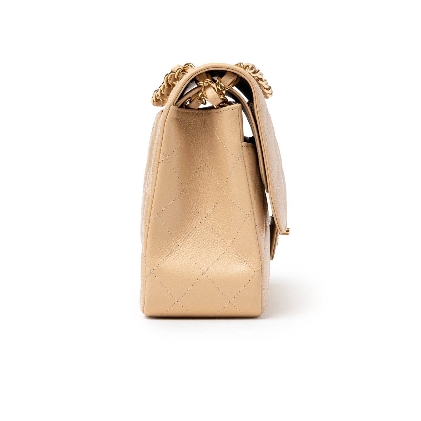 Chanel Classic Flap Jumbo Caviar Beige Gold Hardware