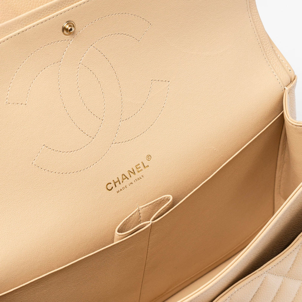 Chanel Classic Flap Jumbo Caviar Beige Gold Hardware