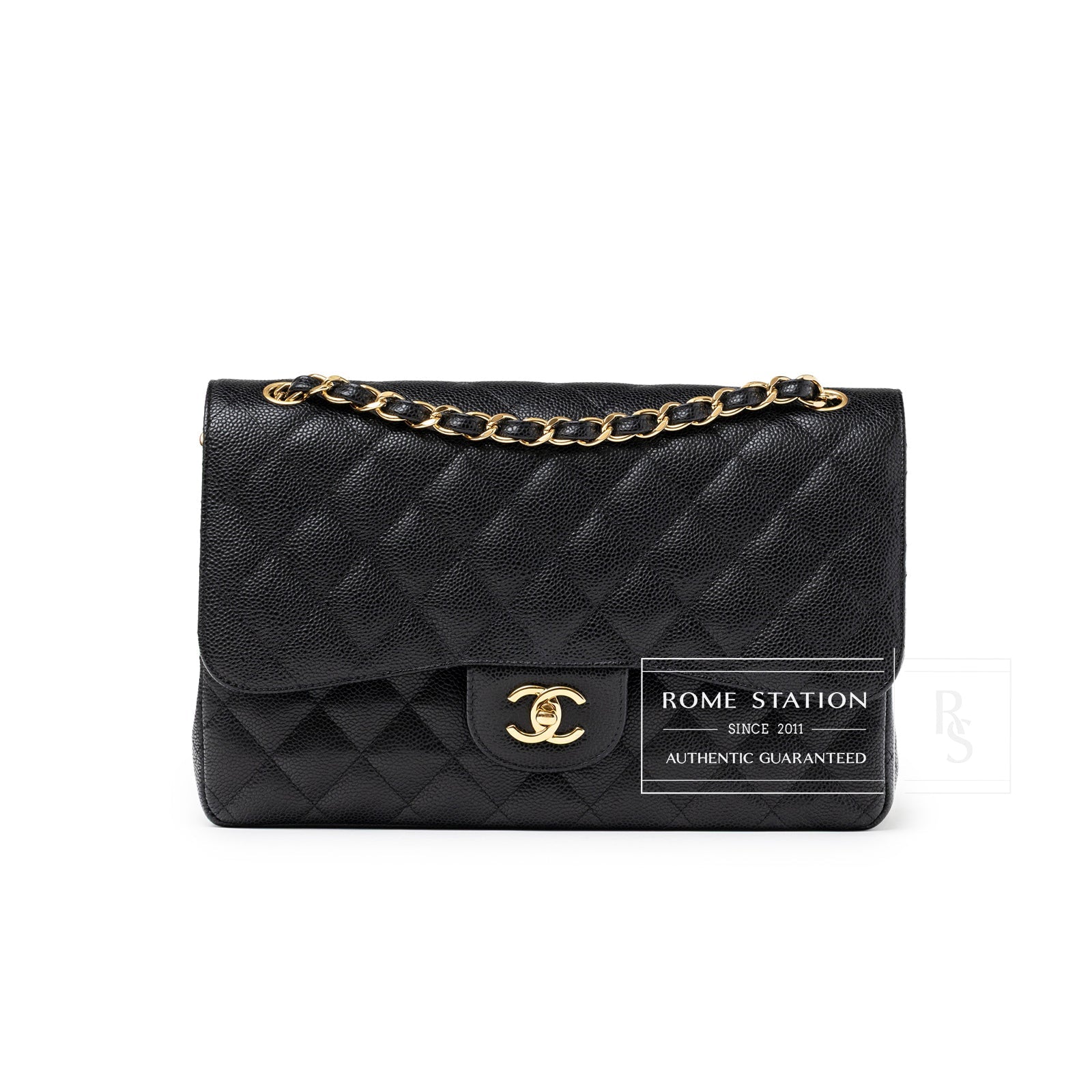 Chanel Classic Flap Jumbo Caviar Black Gold Hardware
