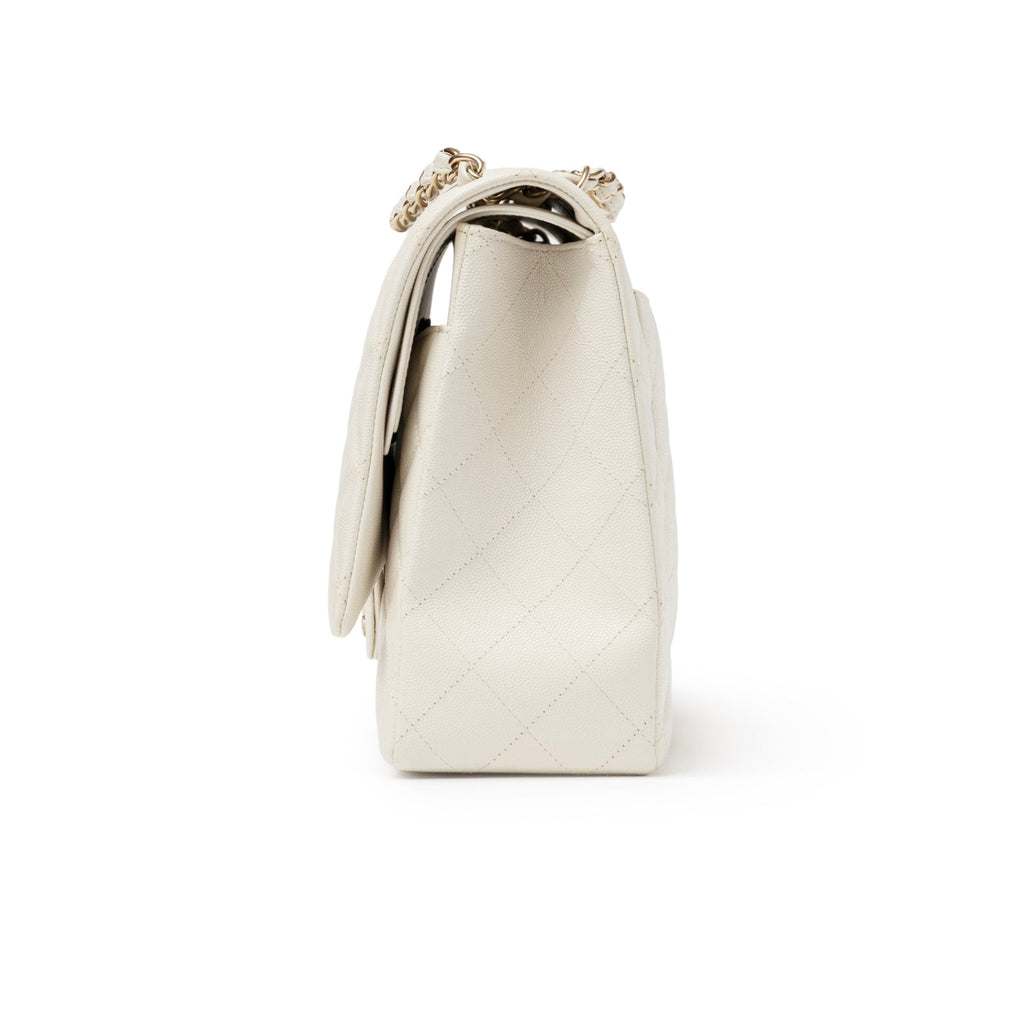 Chanel Classic Flap Maxi Caviar White Gold Hardware