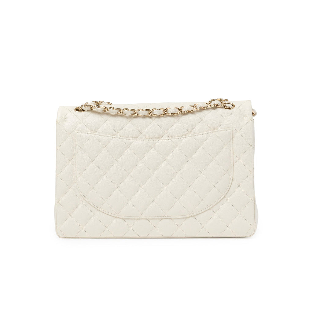 Chanel Classic Flap Maxi Caviar White Gold Hardware