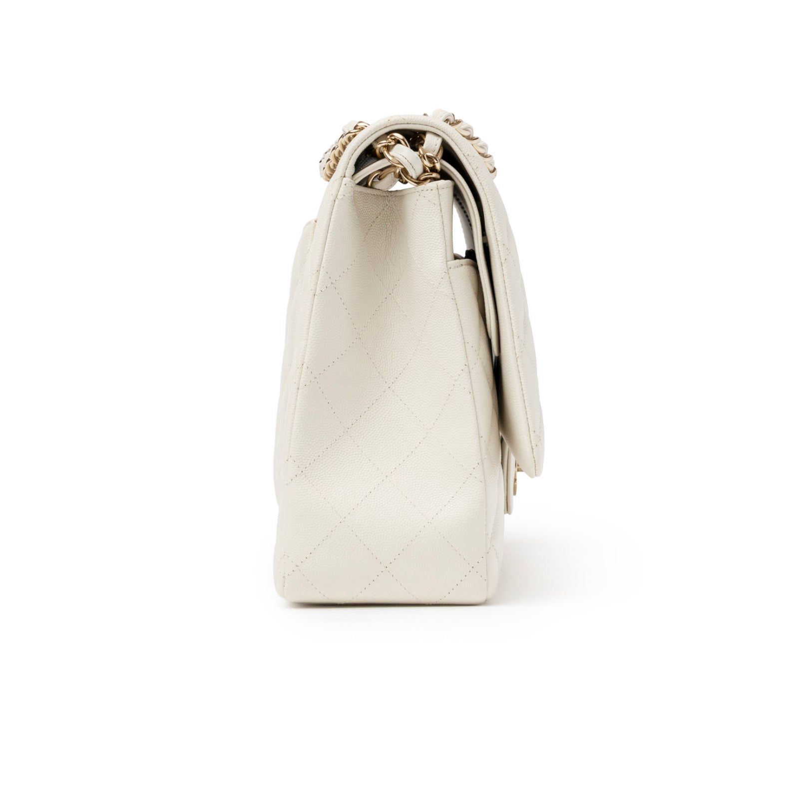 Chanel Classic Flap Maxi Caviar White Gold Hardware