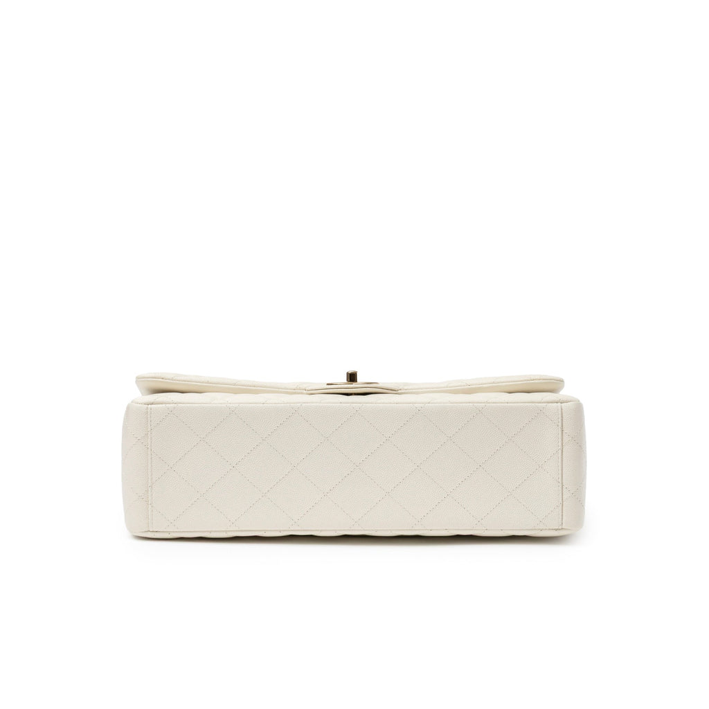 Chanel Classic Flap Maxi Caviar White Gold Hardware