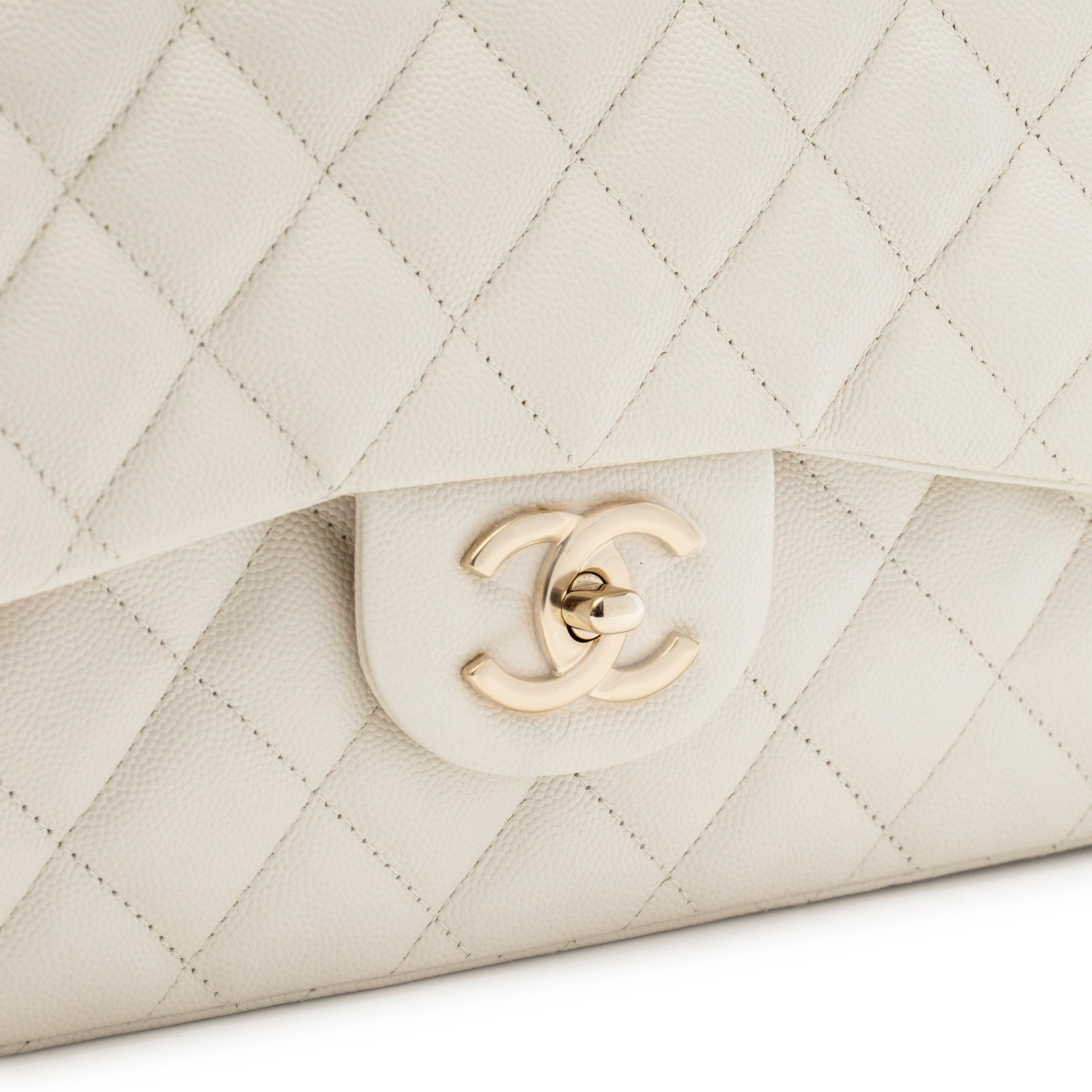 Chanel Classic Flap Maxi Caviar White Gold Hardware