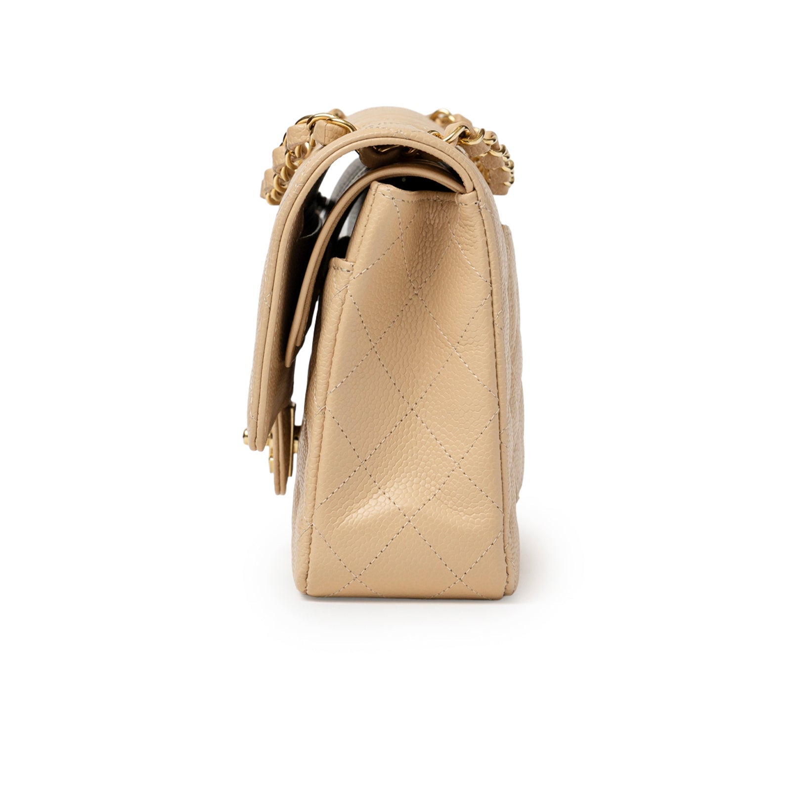 Chanel Classic Flap Medium Caviar Beige Gold Hardware