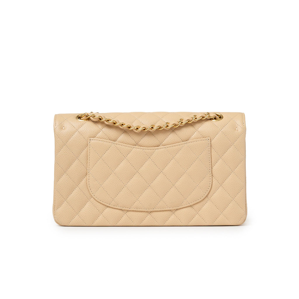 Chanel Classic Flap Medium Caviar Beige Gold Hardware