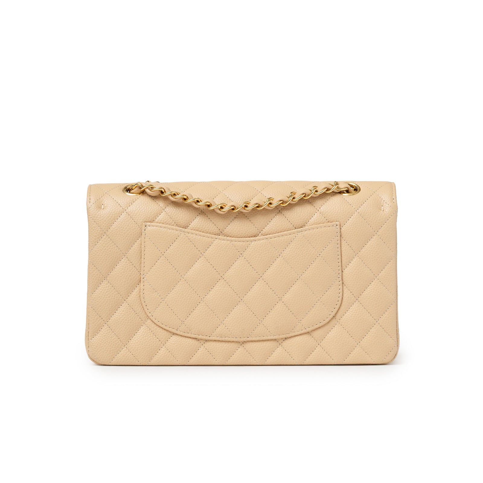 Chanel Classic Flap Medium Caviar Beige Gold Hardware