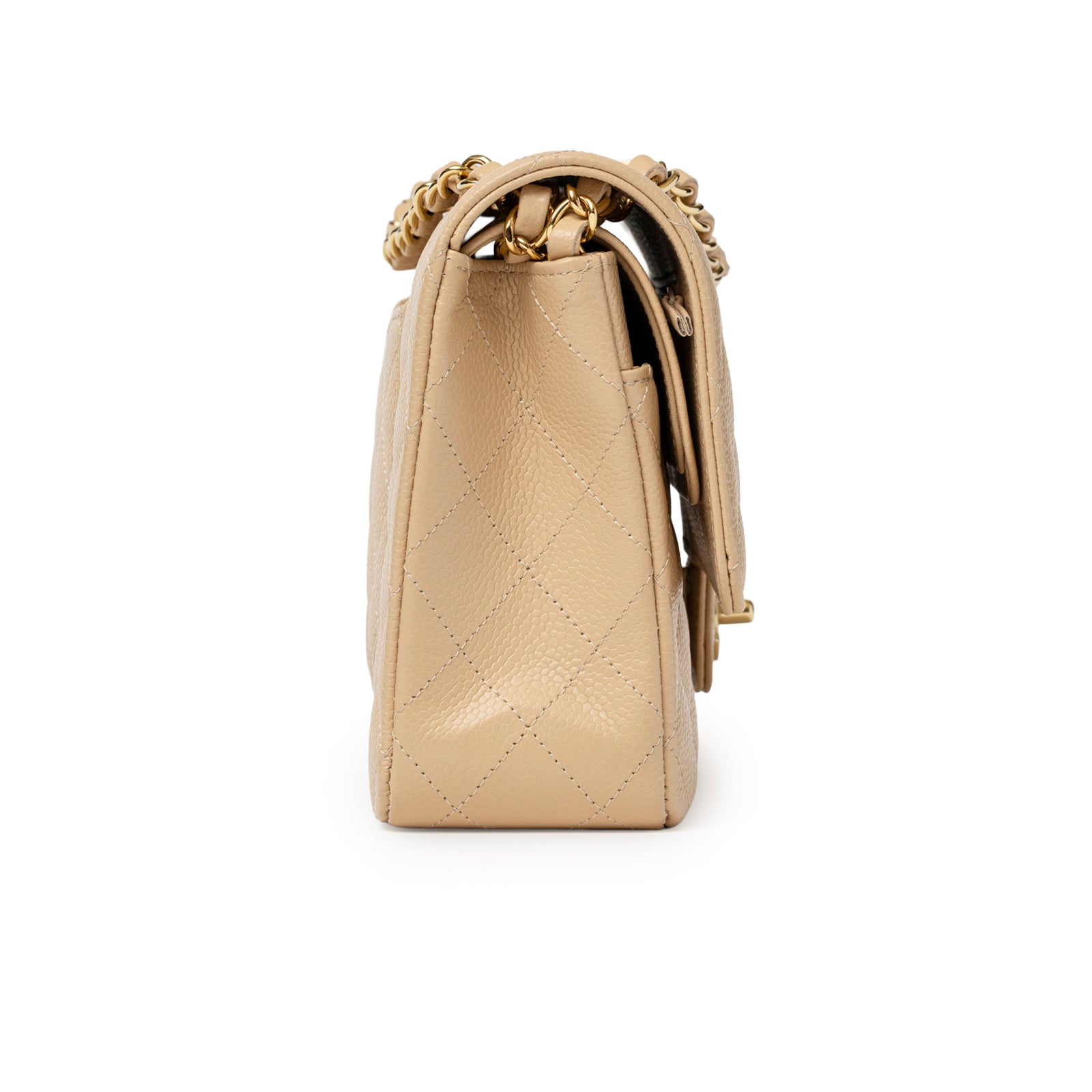 Chanel Classic Flap Medium Caviar Beige Gold Hardware