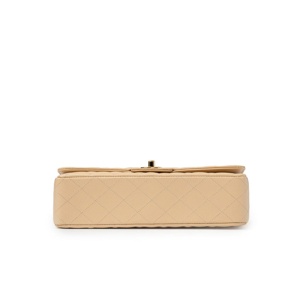 Chanel Classic Flap Medium Caviar Beige Gold Hardware
