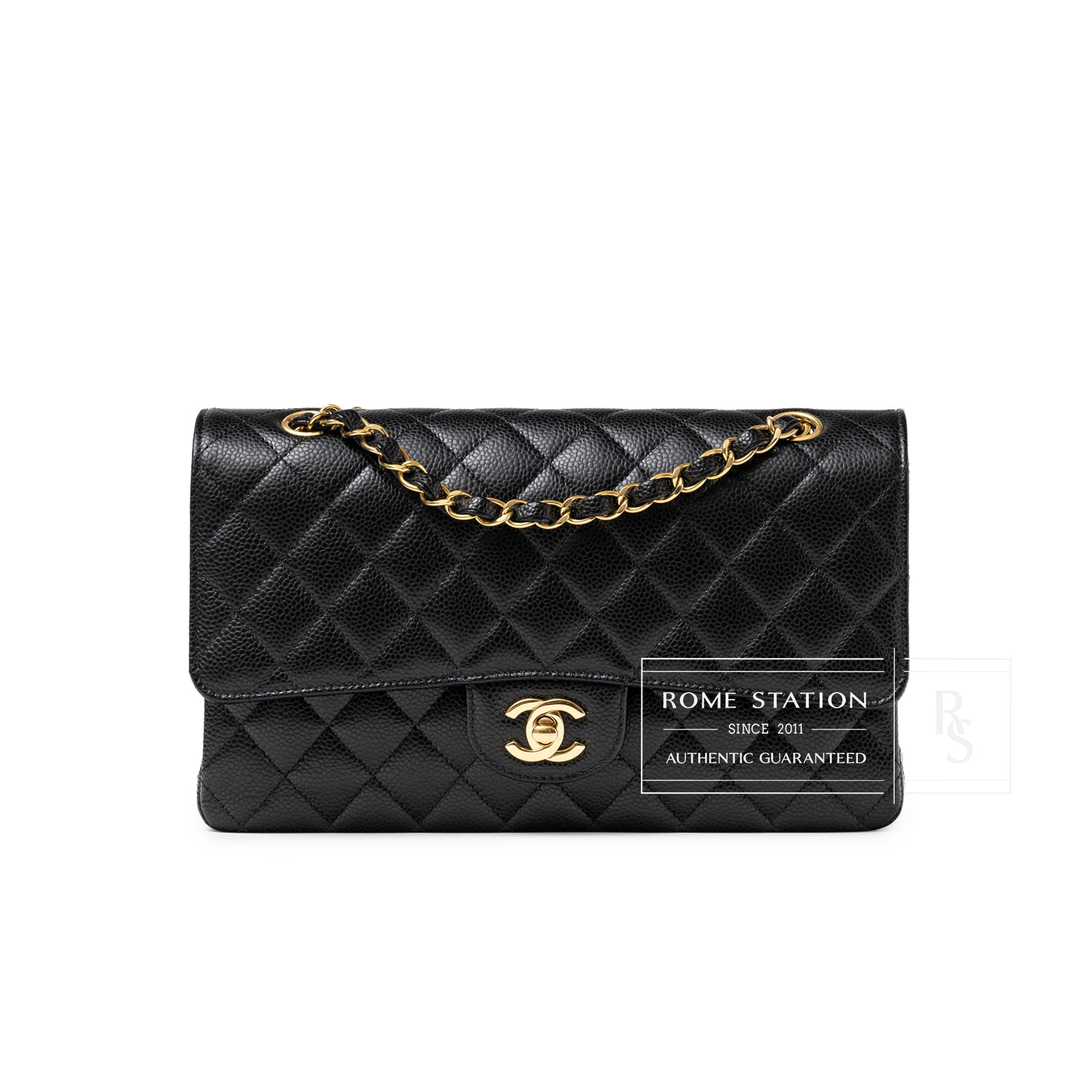 Chanel Classic Flap Medium Caviar Black Gold Hardware