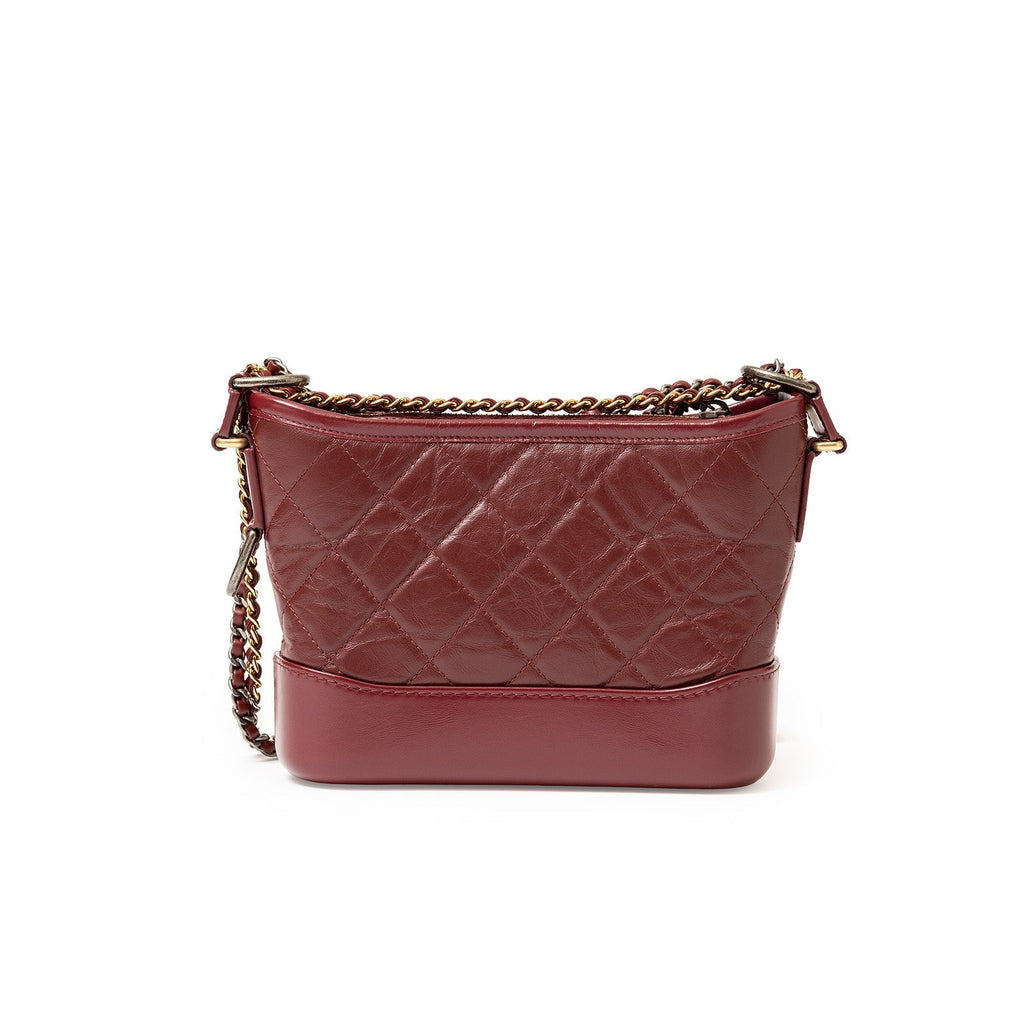 Chanel Gabrielle Hobo Bag Burgurdy Palladium and Gold Hardware