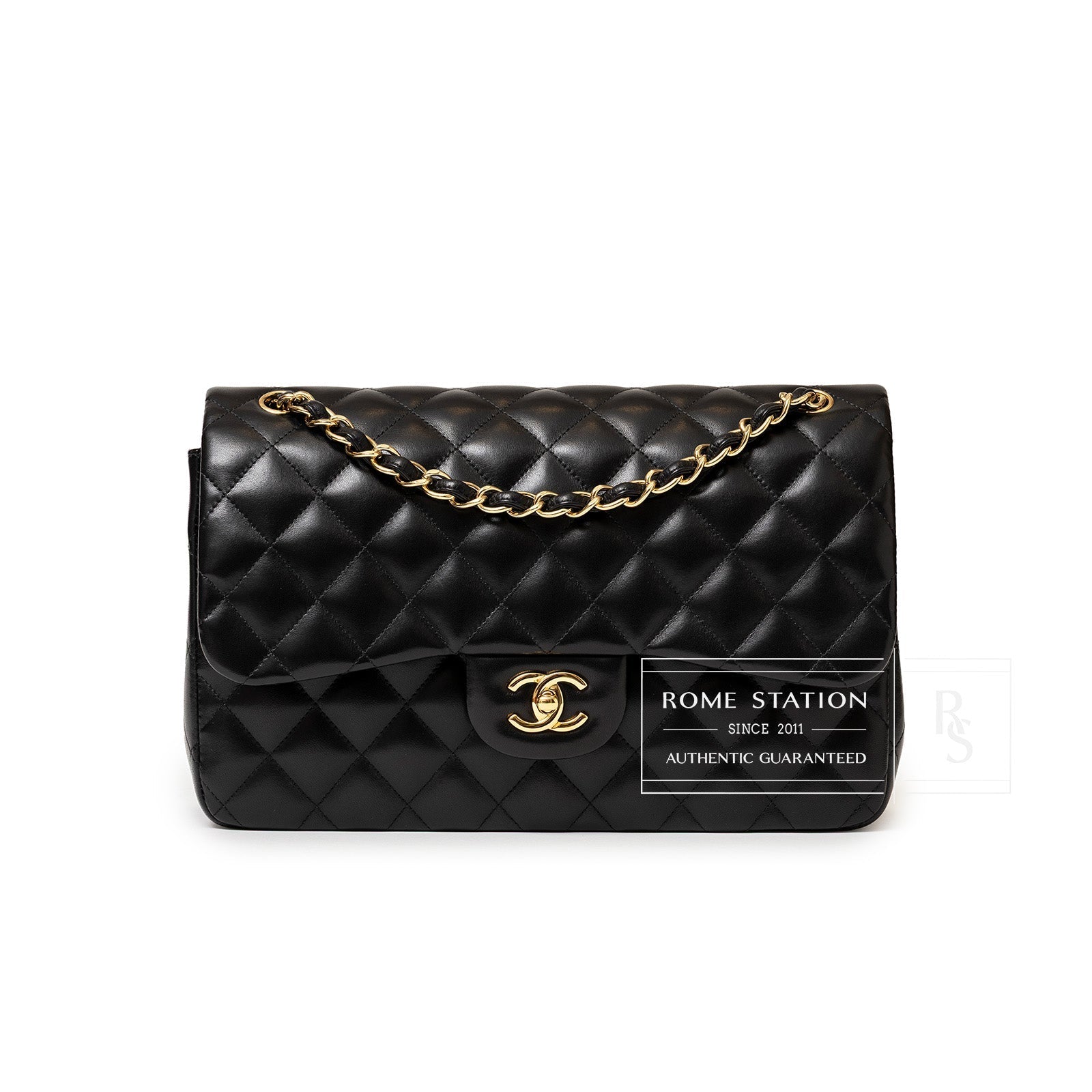 Chanel Jumbo Classic Double Flap Bag Black Lambskin Gold Hardware