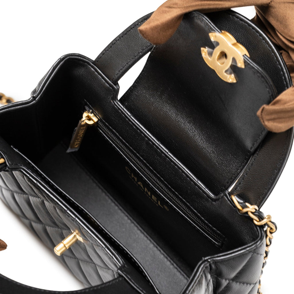 Chanel Kelly Shopper Small Black Shiny Aged Calfskin Brushed Gold Hardware
