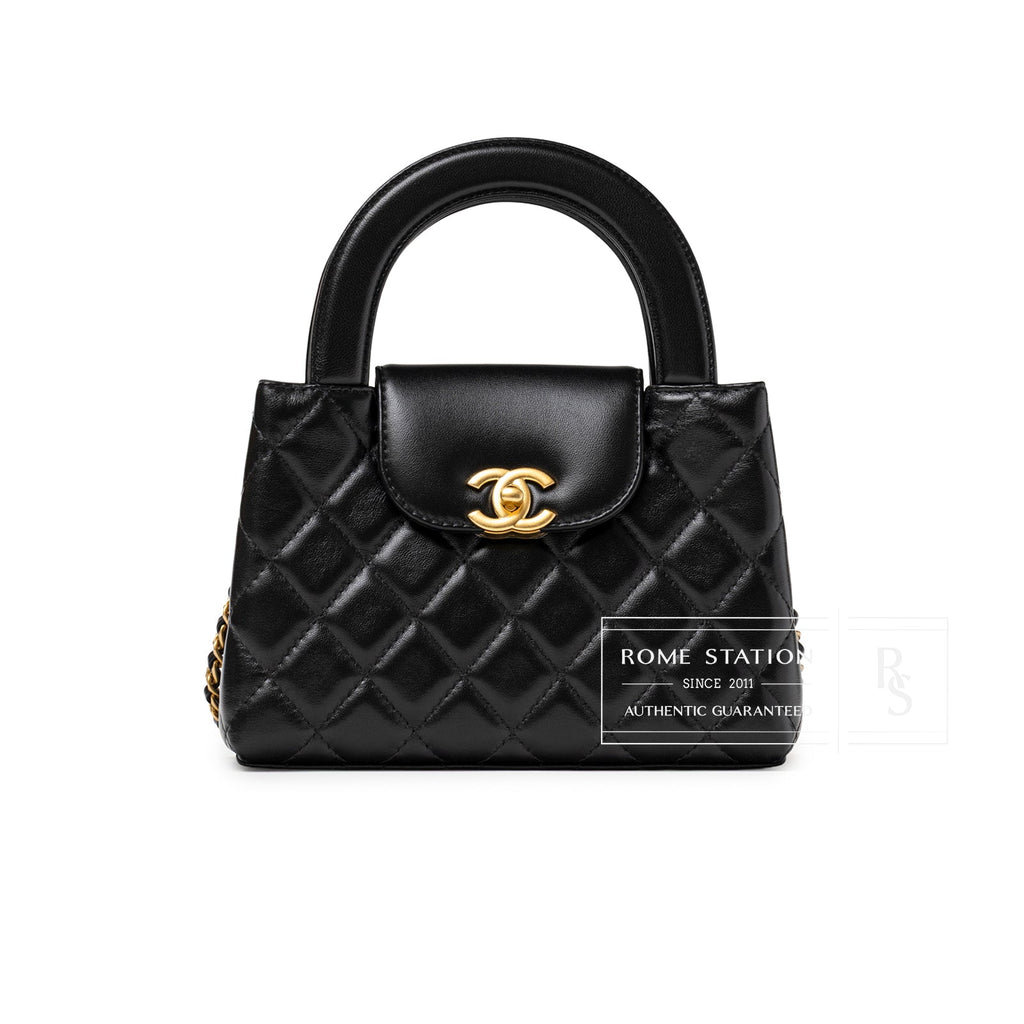 Chanel Kelly Shopper Small Black Shiny Aged Calfskin Brushed Gold Hardware