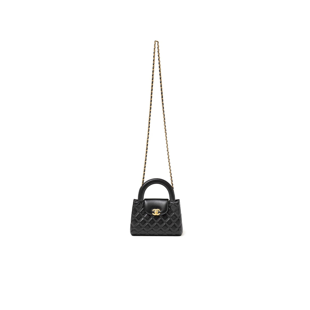 Chanel Kelly Shopper Small Black Shiny Aged Calfskin Brushed Gold Hardware