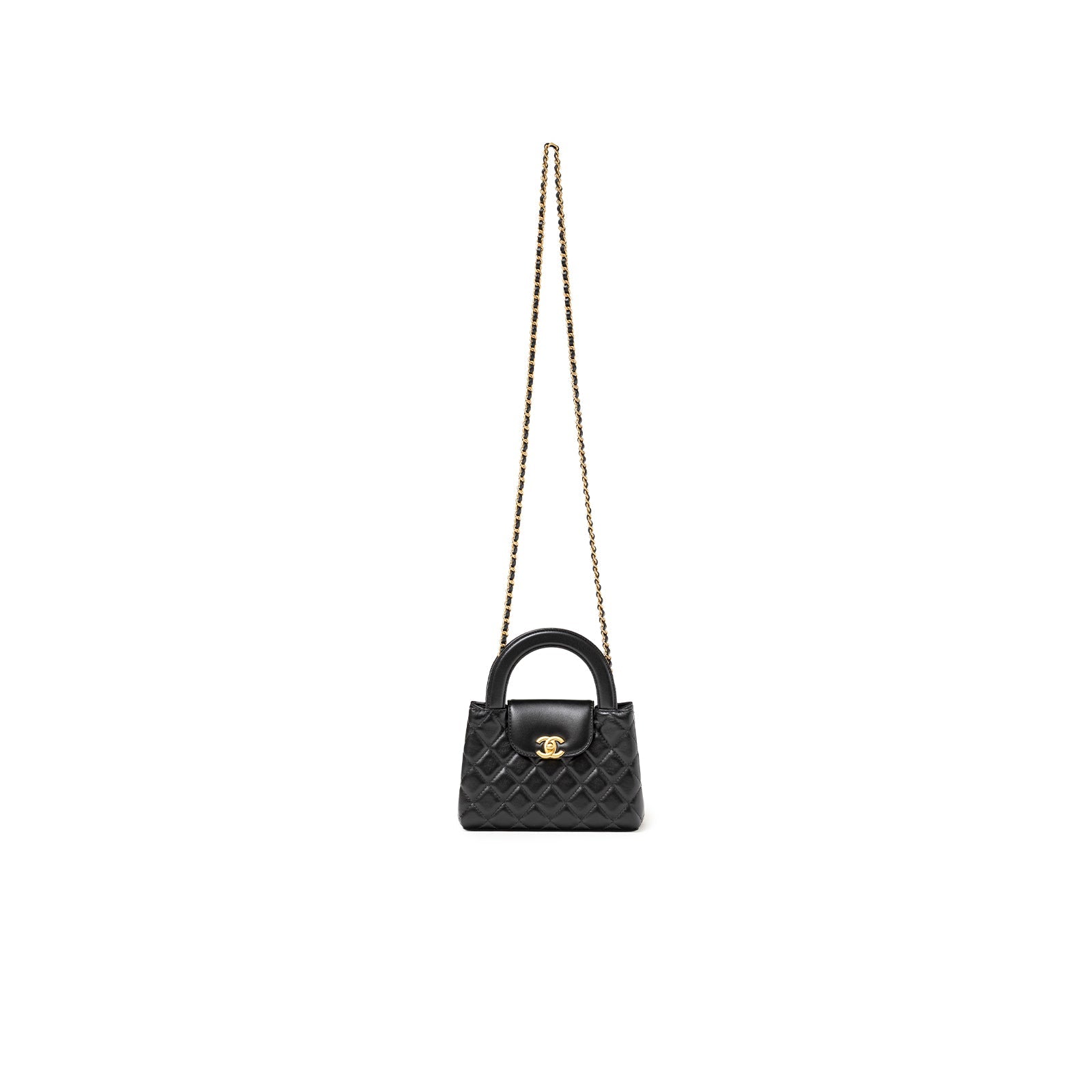 Chanel Kelly Shopper Small Black Shiny Aged Calfskin Brushed Gold Hardware
