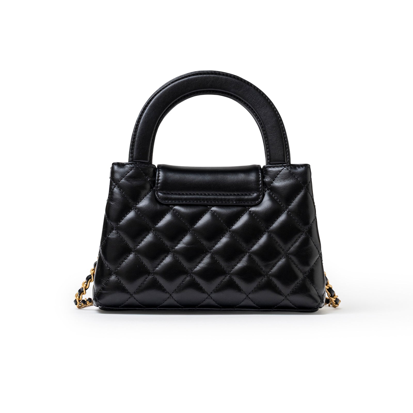 Chanel Kelly Shopper Small Black Shiny Aged Calfskin Brushed Gold Hardware