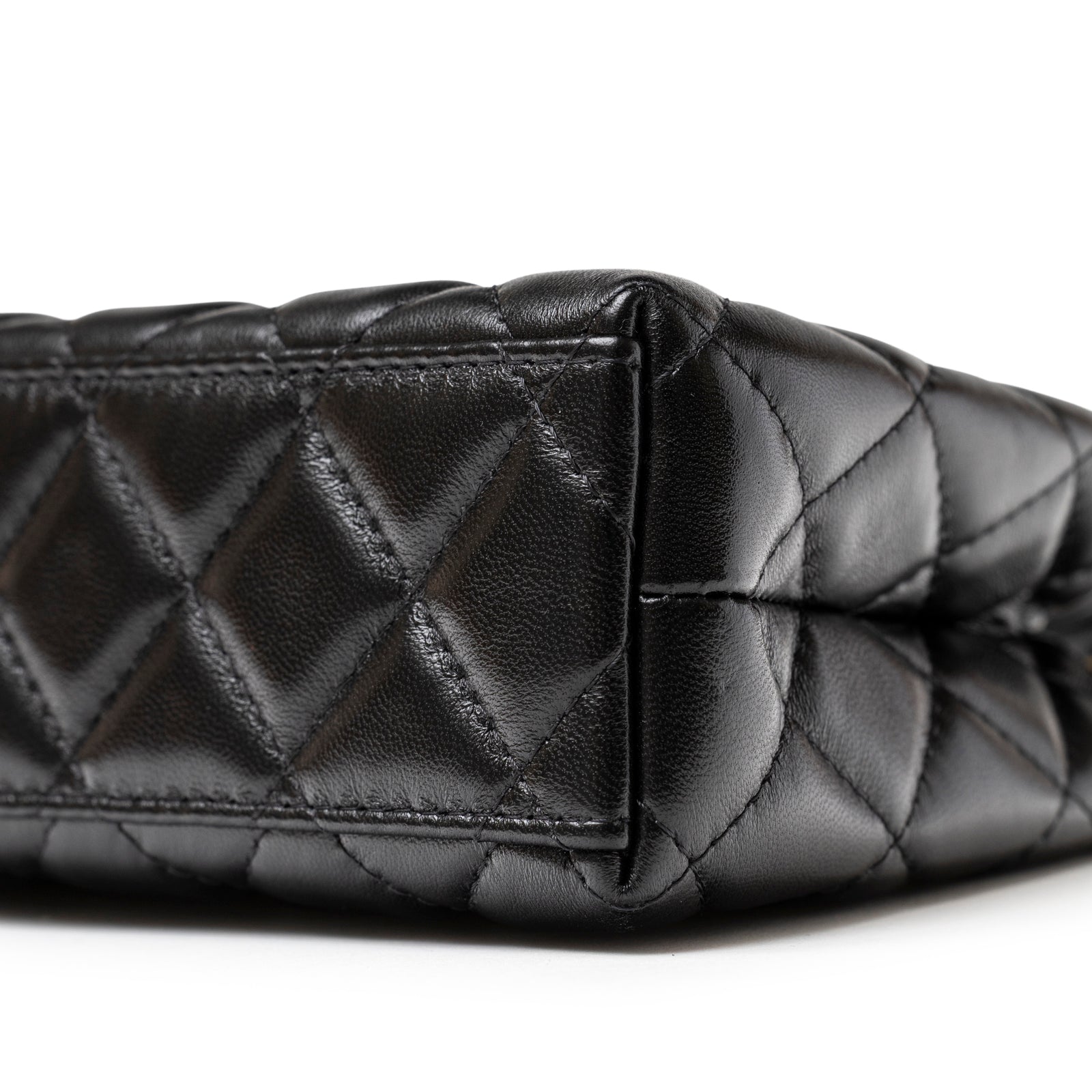 Chanel Kelly Shopper Small Black Shiny Aged Calfskin Brushed Gold Hardware
