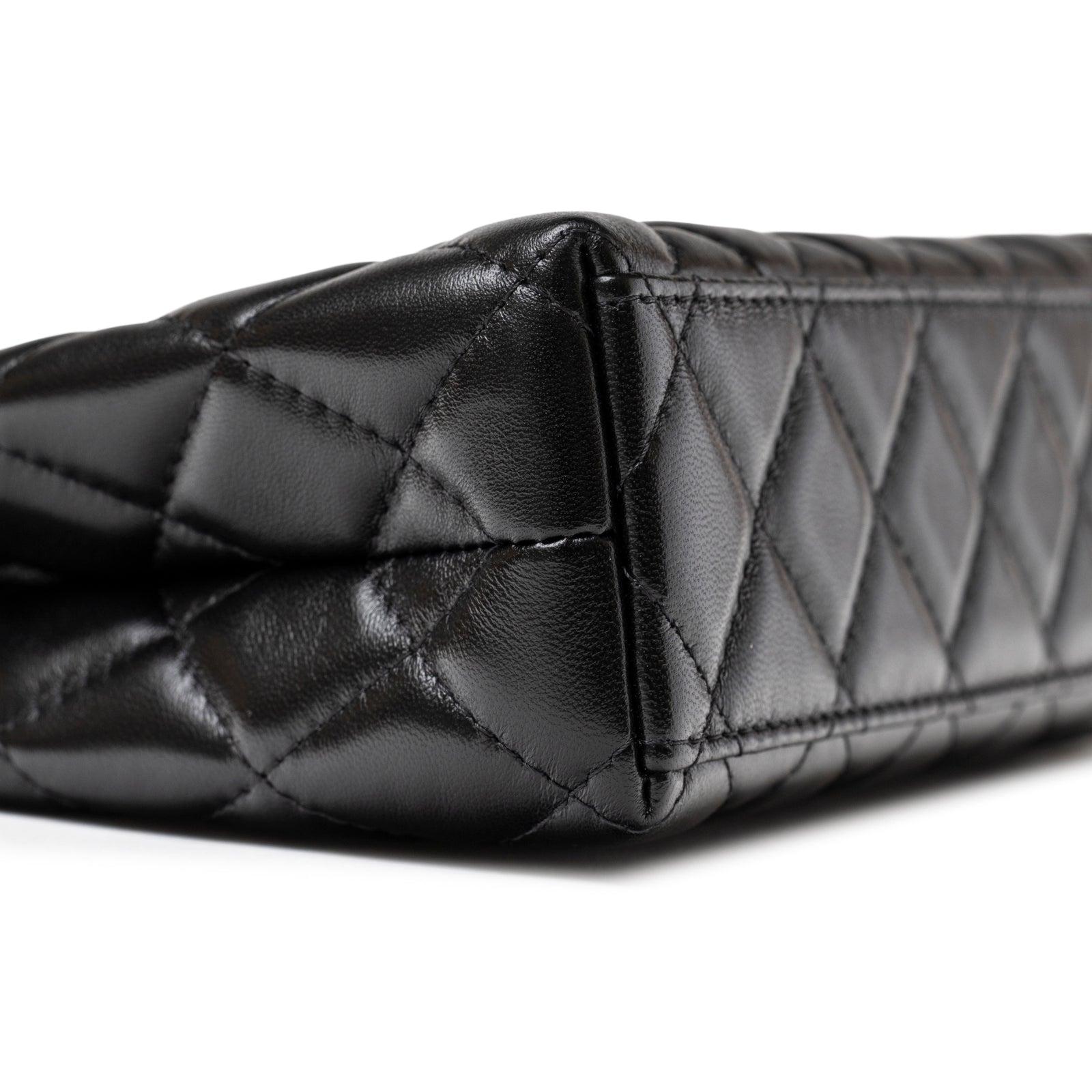 Chanel Kelly Shopper Small Black Shiny Aged Calfskin Brushed Gold Hardware