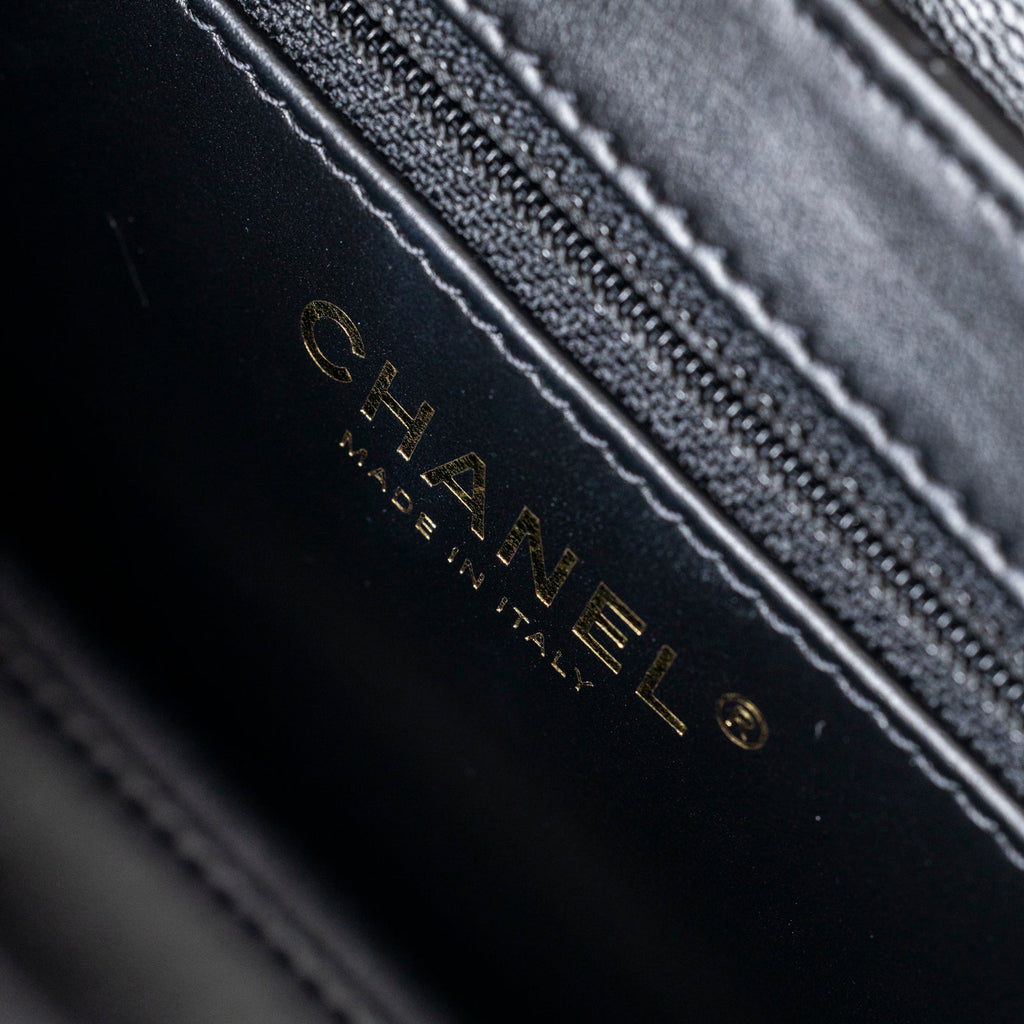 Chanel Kelly Shopper Small Black Shiny Aged Calfskin Brushed Gold Hardware
