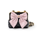 Chanel Maxi Bow Clutch With Chain Black and Pink Shiny Quilted Patent Crumpled Lambskin Brushed Gold Hardware