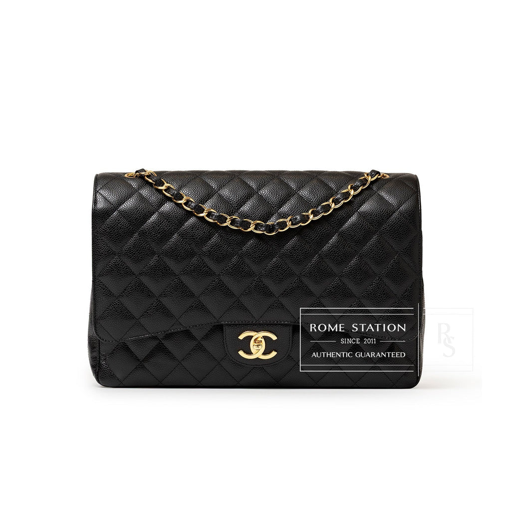 Chanel Maxi Classic Double Flap Bag Caviar Gold Hardware