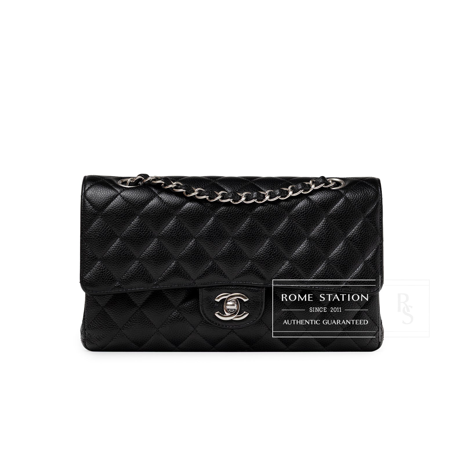 Chanel Medium Classic Flap Bag Black Caviar Palladium Hardware