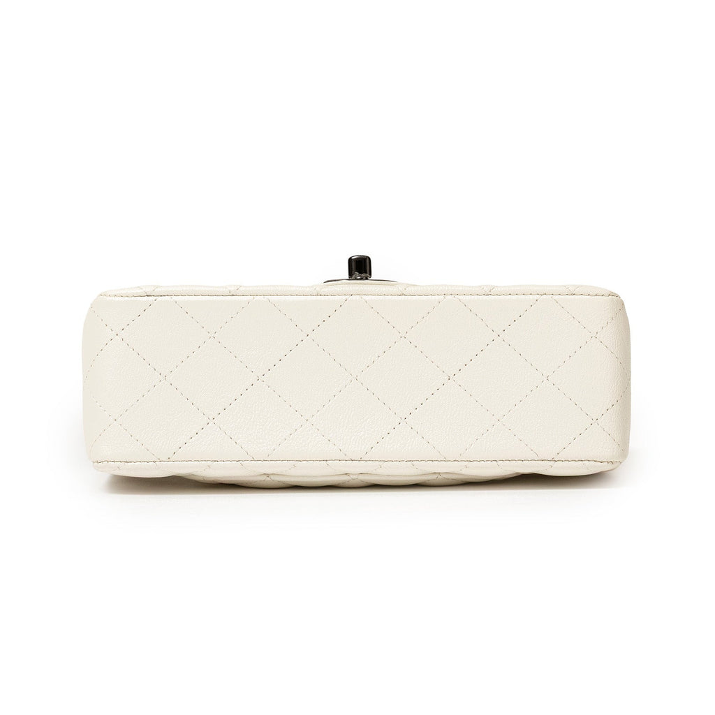 Chanel Mini Classic Flap bag White Calf Black Hardware