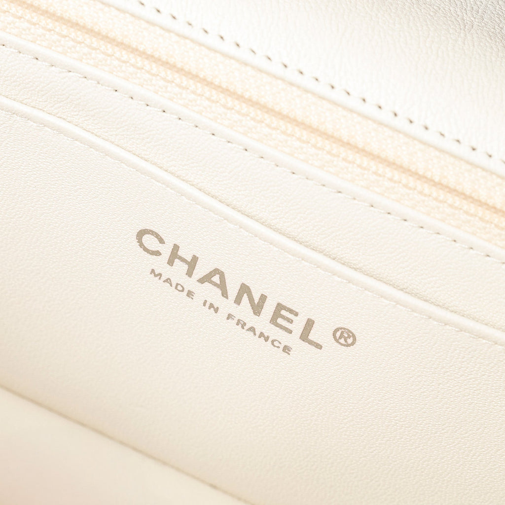Chanel Mini Classic Flap bag White Calf Black Hardware