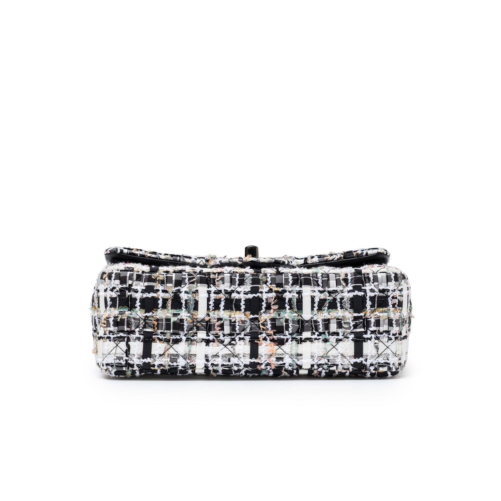 Chanel Mini Classic Flap Black and White Tweed Black Hardware