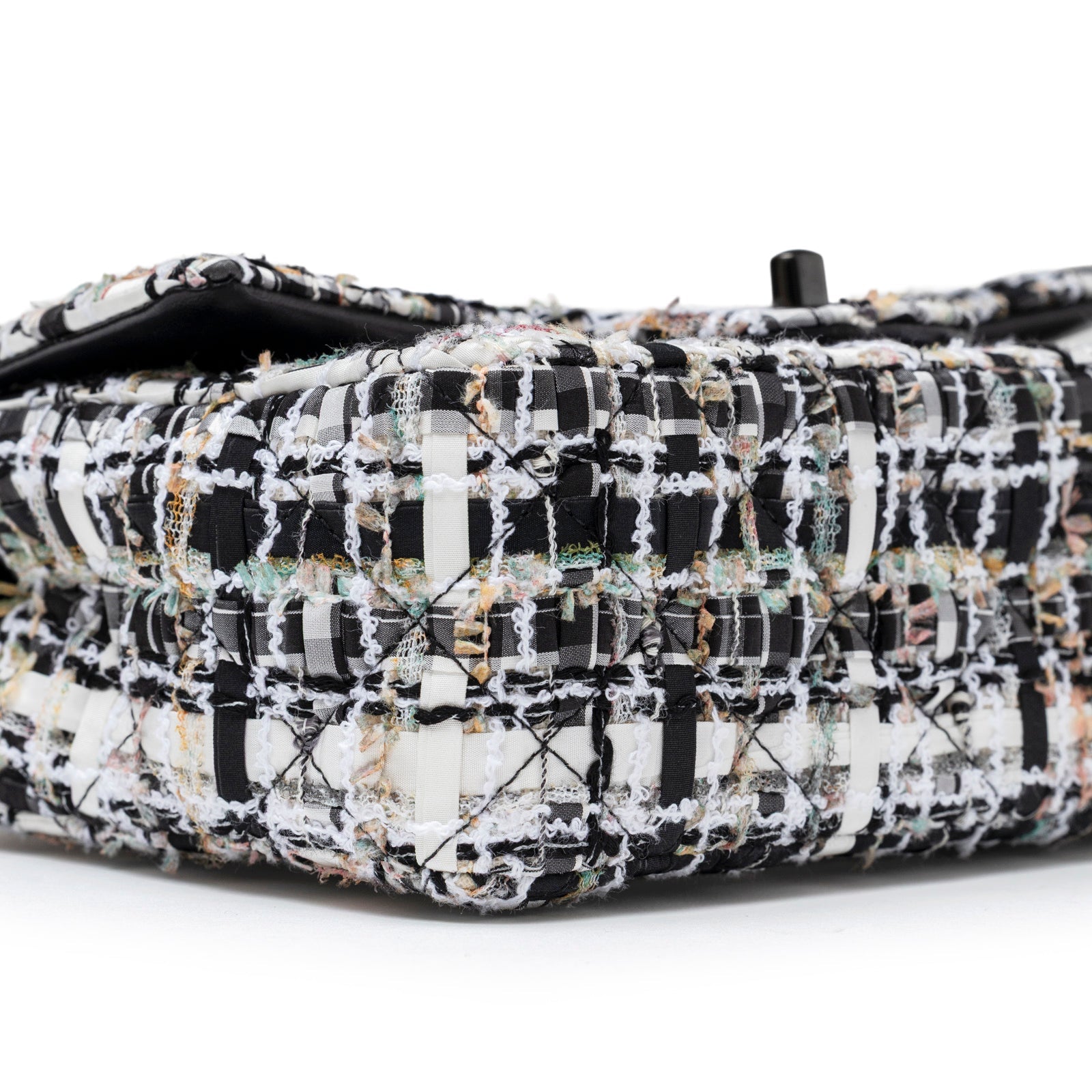 Chanel Mini Classic Flap Black and White Tweed Black Hardware