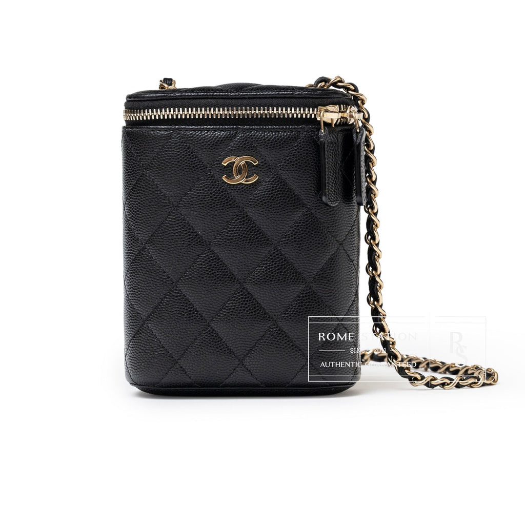 Chanel Mini Coco Beauty Vanity Case on Chain Black Caviar Gold Hardware