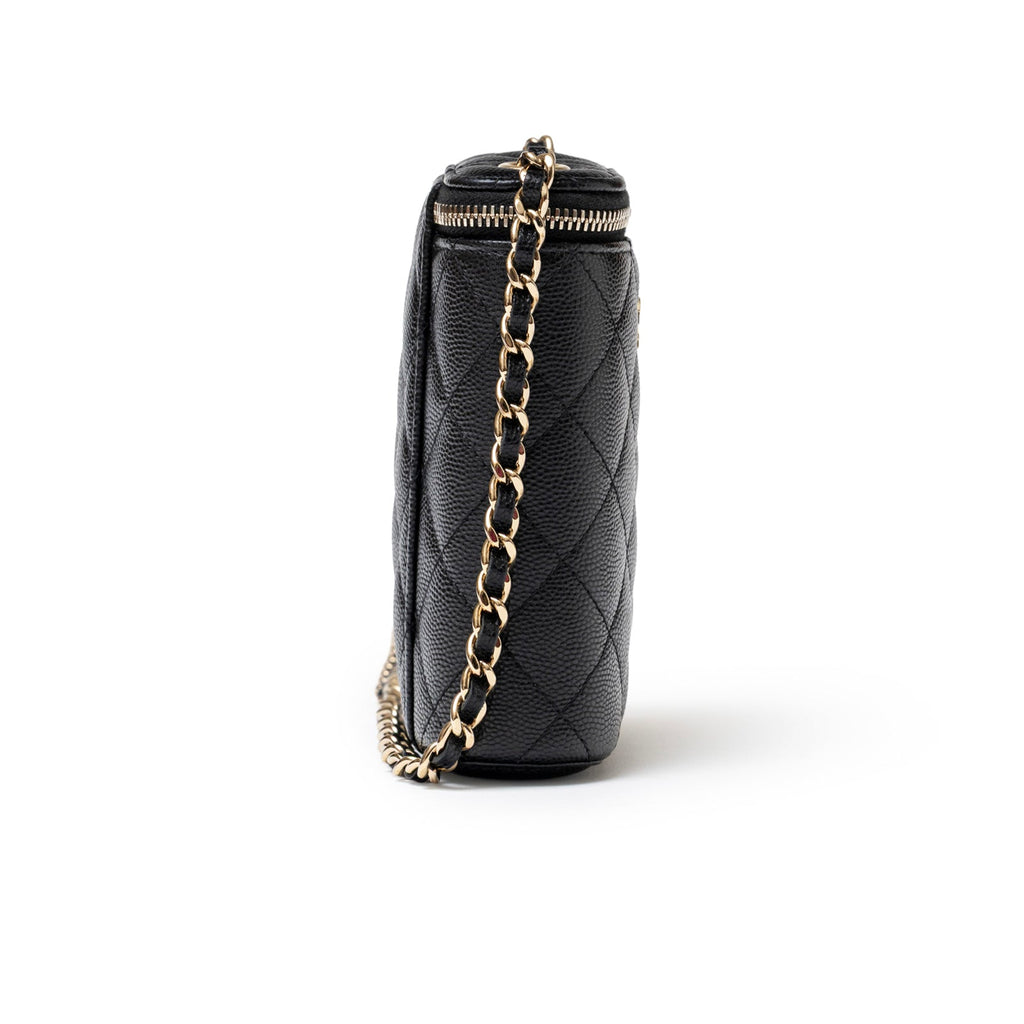 Chanel Mini Coco Beauty Vanity Case on Chain Black Caviar Gold Hardware