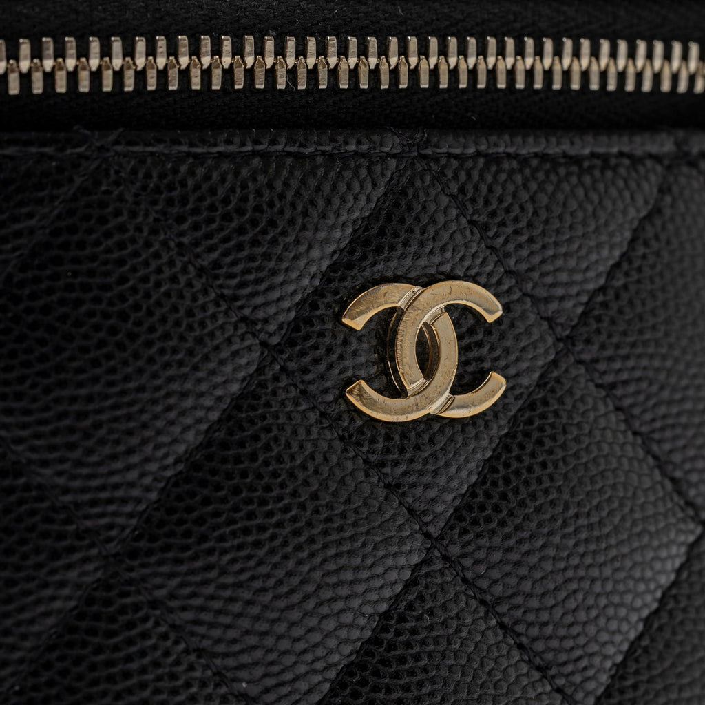 Chanel Mini Coco Beauty Vanity Case on Chain Black Caviar Gold Hardware