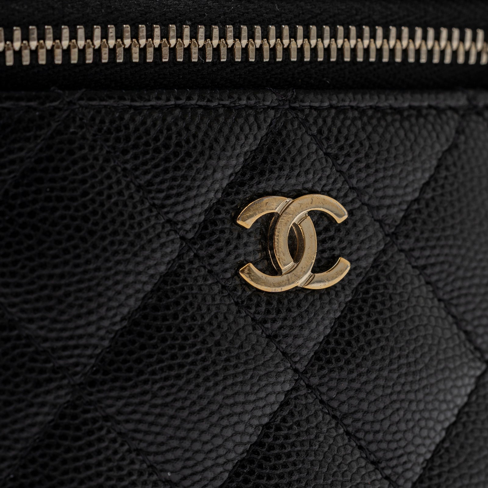 Chanel Mini Coco Beauty Vanity Case on Chain Black Caviar Gold Hardware