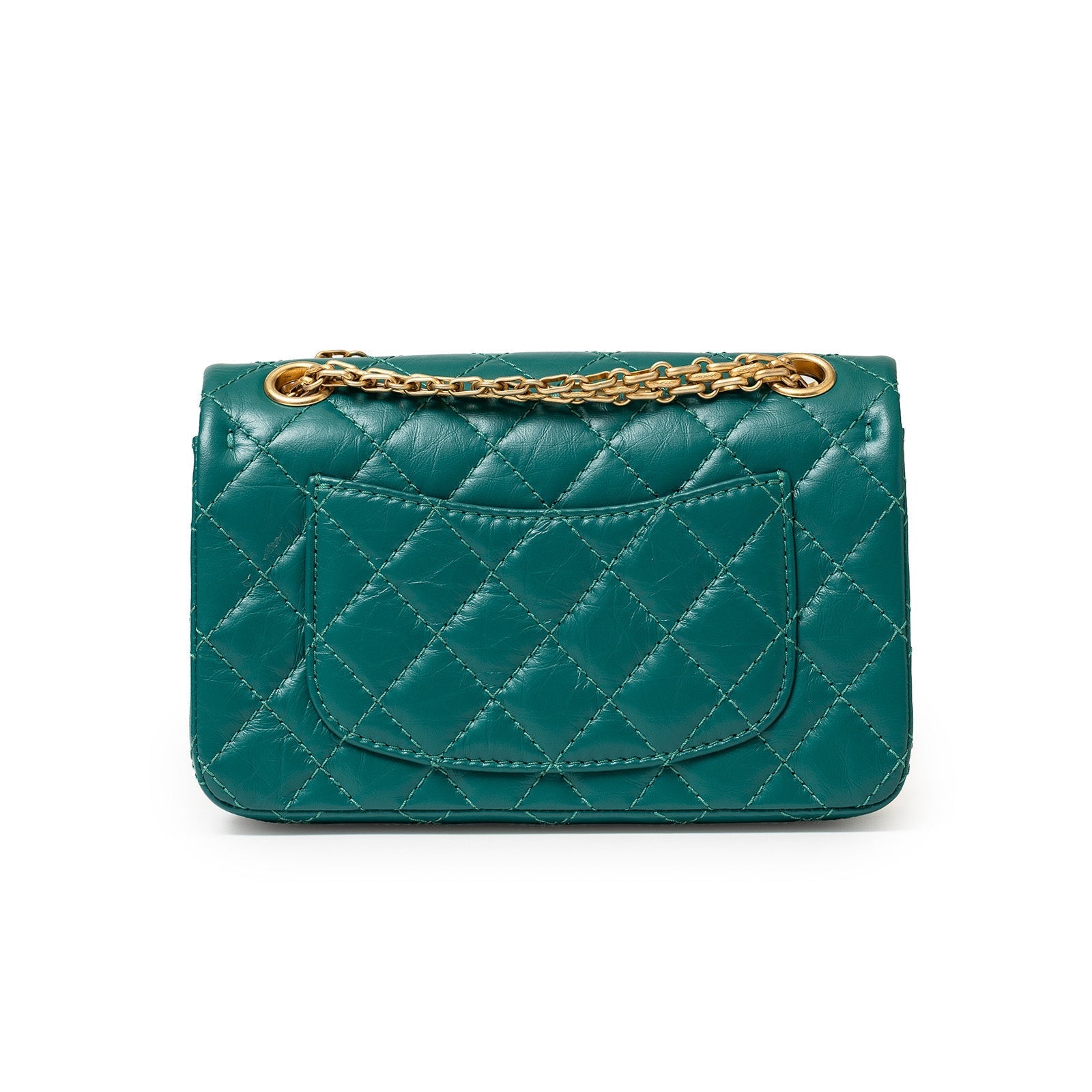 Chanel Mini Reissue 2.55 Flap Bag Green Aged Calfskin Brushed Gold Hardware