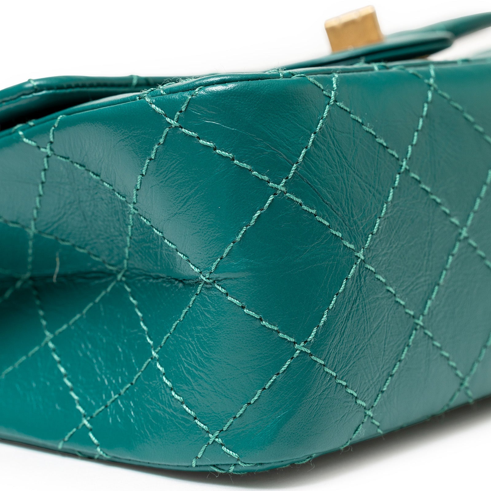 Chanel Mini Reissue 2.55 Flap Bag Green Aged Calfskin Brushed Gold Hardware