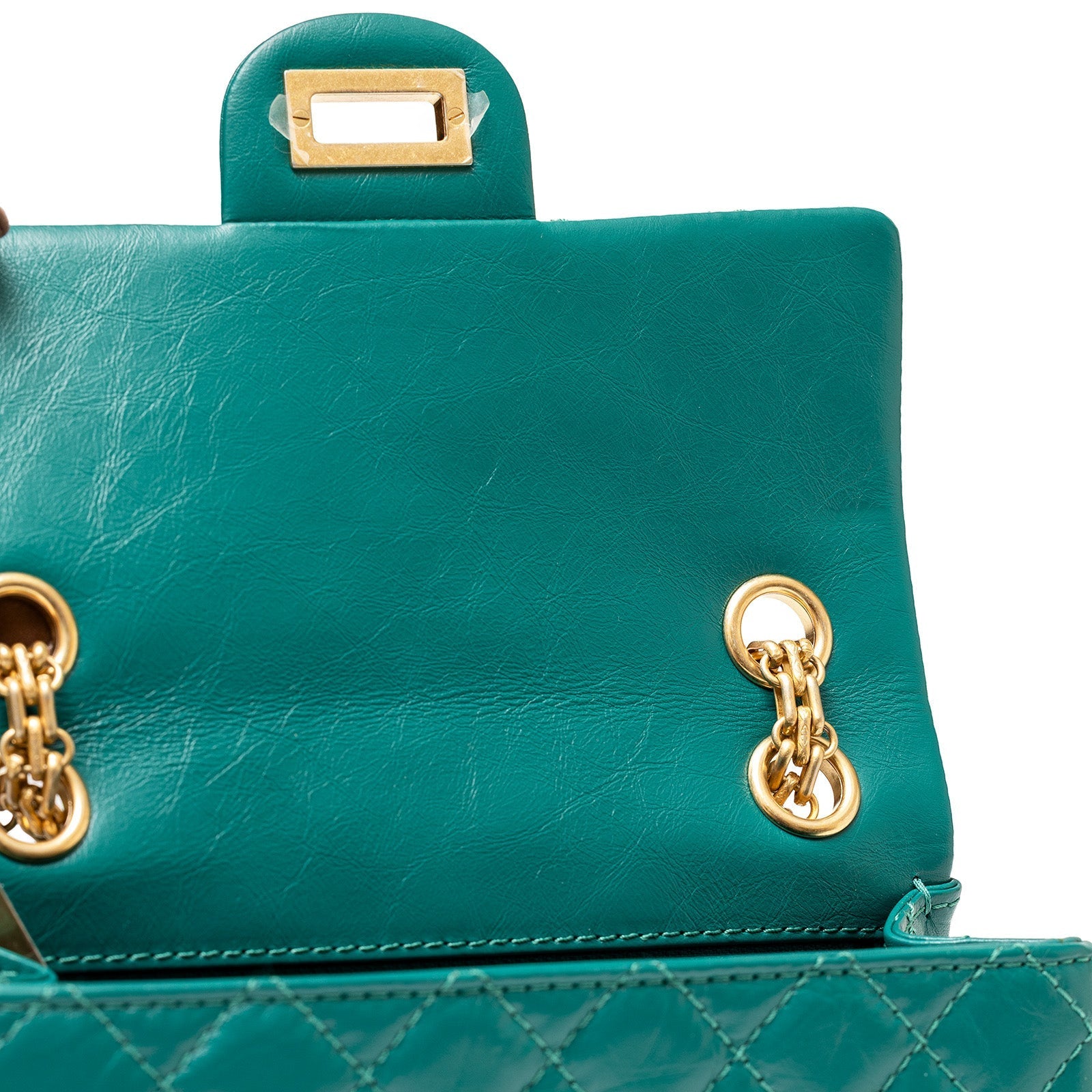 Chanel Mini Reissue 2.55 Flap Bag Green Aged Calfskin Brushed Gold Hardware