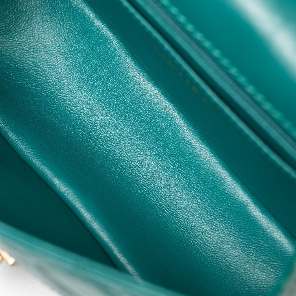 Chanel Mini Reissue 2.55 Flap Bag Green Aged Calfskin Brushed Gold Hardware